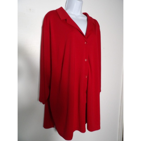 Venezia 3X 26/28 Red Blouse Button Collar Slinky Polyester Career Business NWT - Picture 3 of 9